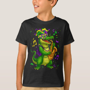 Camiseta Caimán Divertido Saxofón Sombrero de Bufón Cuentas