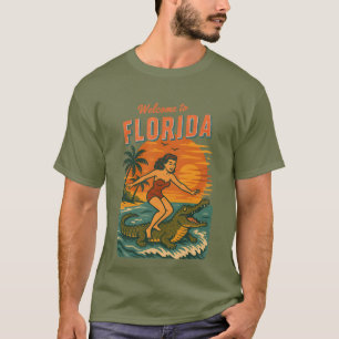 Camiseta Caimán Surf Vida Costera Gráfico Surf Retro