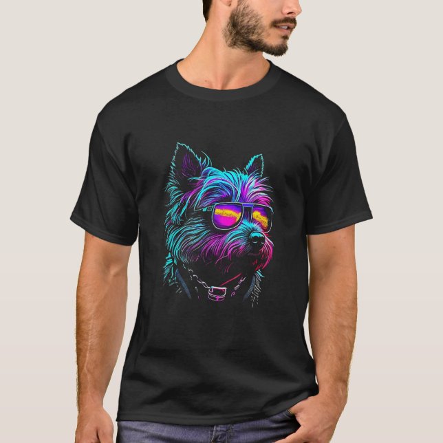 Camiseta Cairn Terrier Dog owner Vaporwave Notorious DJ 1 (Anverso)