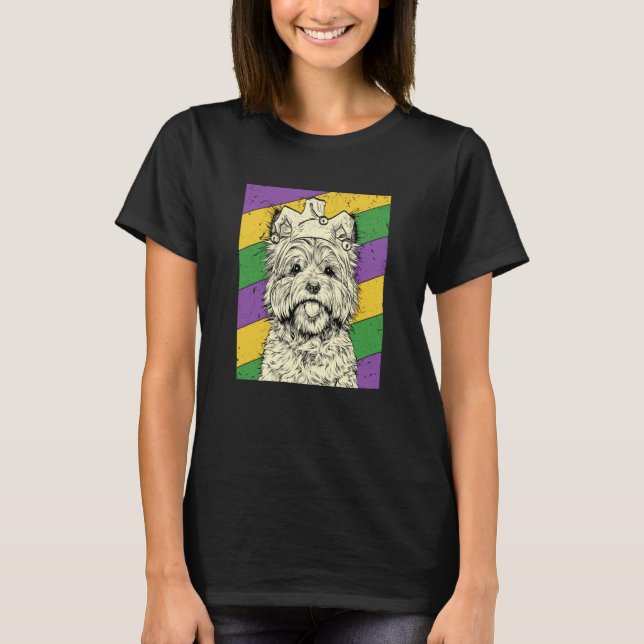 Camiseta Cairn Terrier Jester Mardi Gras Dog Mom or Dad (Anverso)