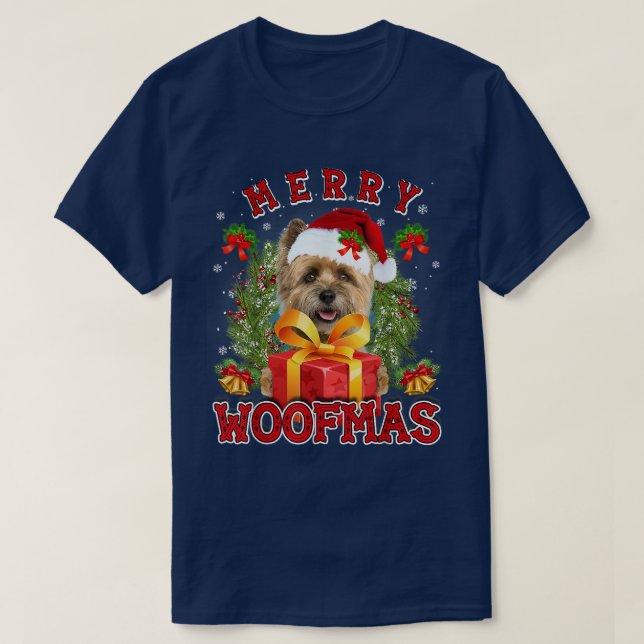 Camiseta Cairn Terrier Merry Xmas Noches de Navidad alumbra (Diseño del anverso)