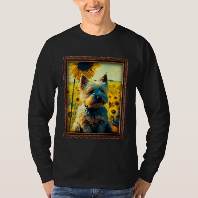 Camiseta Cairn Terrier Painting Sunflower Flower Mom Women  (Anverso)