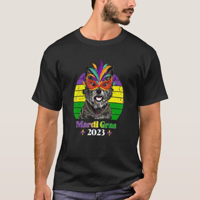 Camiseta Cairn Terrier Party Dog Mardi Gras 2023 (Anverso)