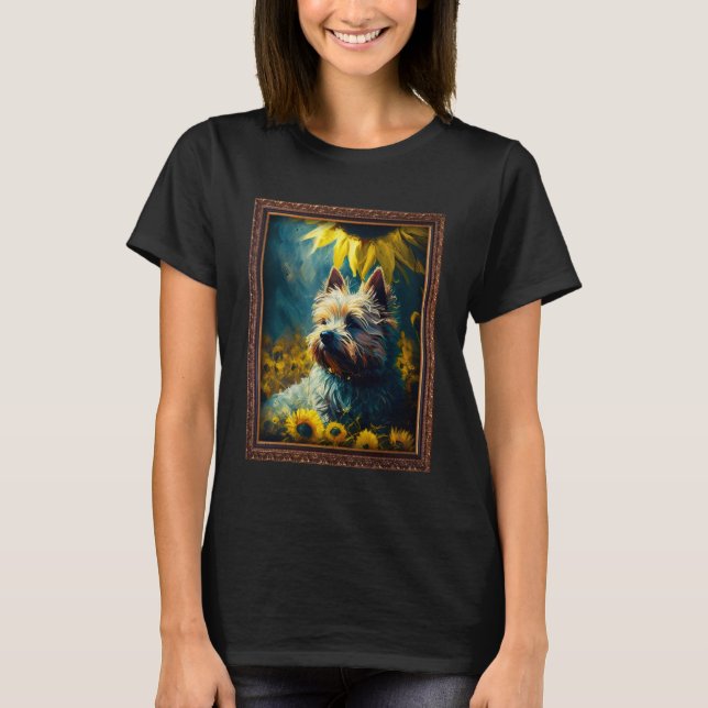 Camiseta Cairn Terrier Pintando Flor De Giro Mujeres Madres (Anverso)