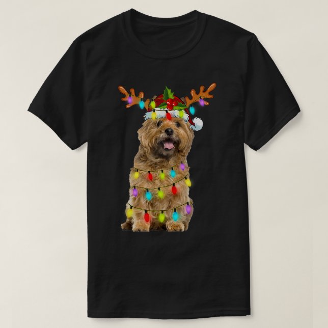 Camiseta Cairn Terrier Reindeer Christmas Lights Funny Dog  (Diseño del anverso)