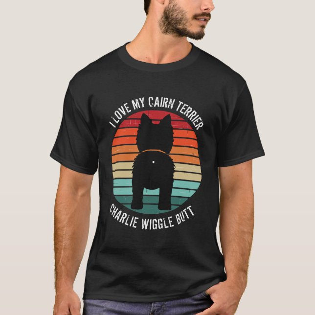 Camiseta Cairn Terrier Retro Sunset Dog Butt T-Shirt (Anverso)