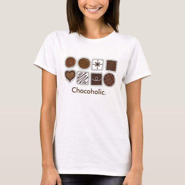 Camiseta Caja chocoholística de chocolate con bombones (Anverso)