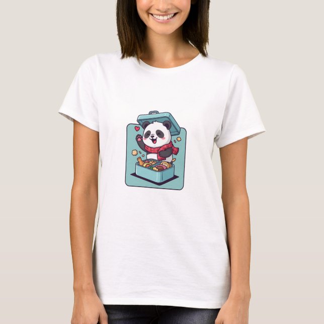 Camiseta Caja de almuerzo de panda feliz (Anverso)