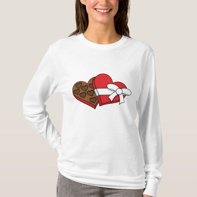 Camiseta Caja de chocolate con corazón el día de San Valent (Anverso)