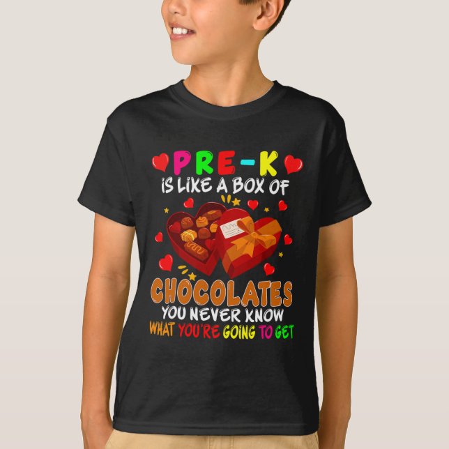 Camiseta Caja De Diversión Prek De La Teache El día de San  (Anverso)