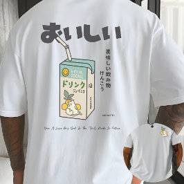 Camiseta Caja de jugo de limón Kawaii gato estética japones