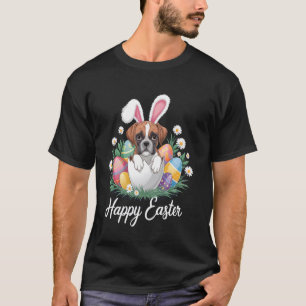 Camiseta Caja de perro boxer conejito lindo huevos de Pascu