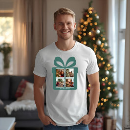 Camiseta Caja de regalo de foto de Navidad moderna personal
