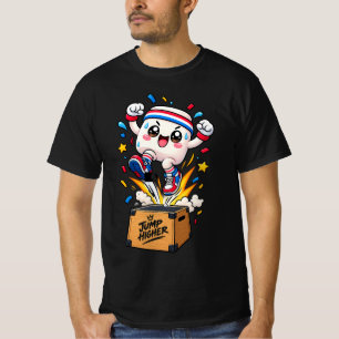 Camiseta Caja de salto de fitness de dibujos animados con m