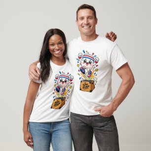 Camiseta Caja de salto de fitness de dibujos animados con m