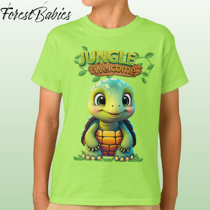 Camiseta Caja de tortuga de carácter animal lindo verde 🐢