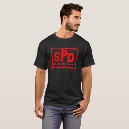 Camiseta caja del lobo rojo de la parte posterior del negro