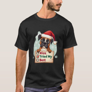 Camiseta Caja linda perro Boxer Navidad Bonito Traté de hac