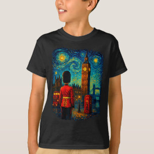 Camiseta Caja Roja de Teléfono de Londres Noche Estrellada 