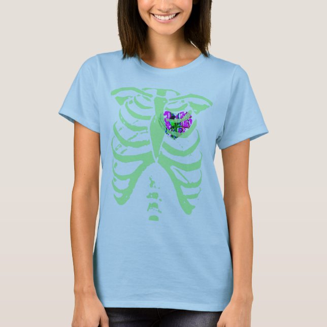 Camiseta caja torácica abstracta de la verde menta del (Anverso)