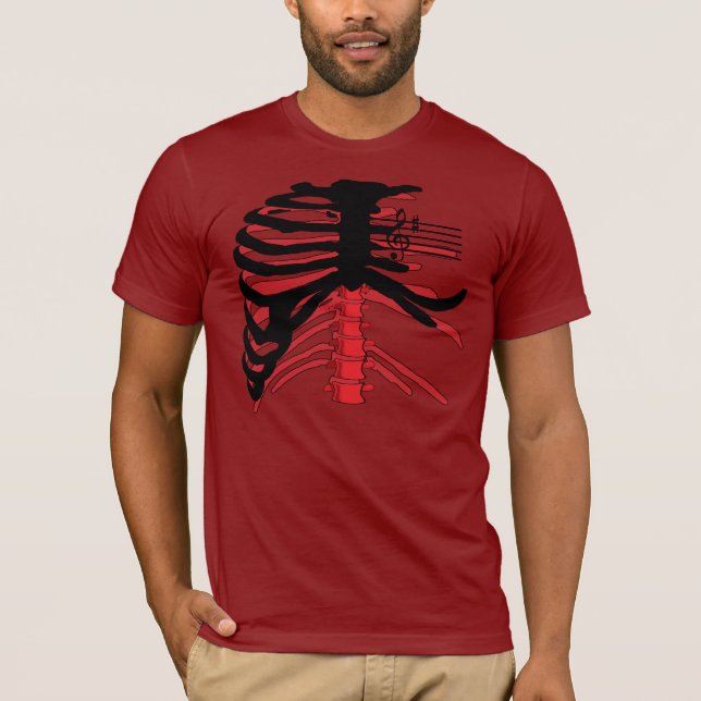 Camiseta Caja torácica (rojo/negro) (Anverso)