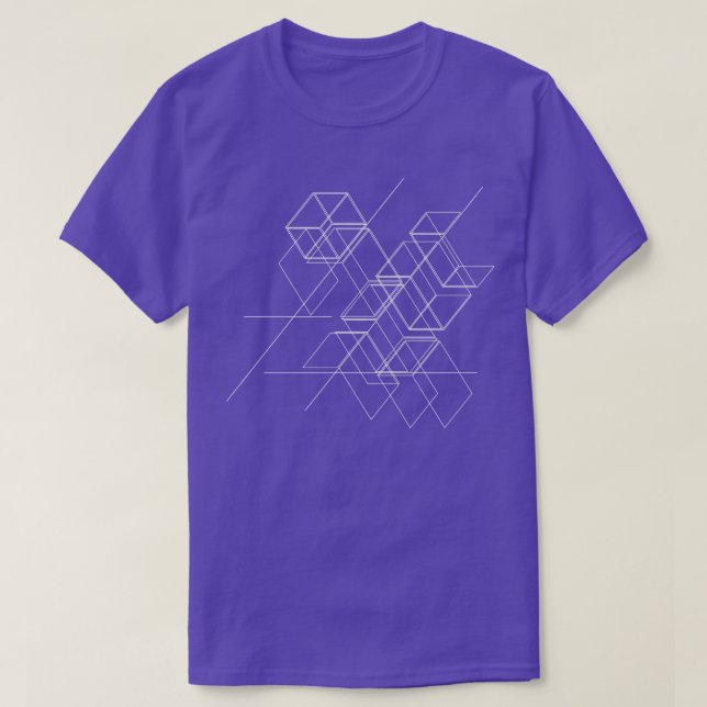 Camiseta cajas geométricas abstractas que vuelan en el ciel (Diseño del anverso)