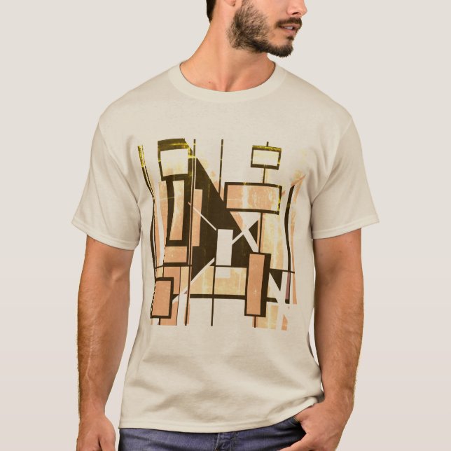 Camiseta Cajas geométricas de Naranja de luz marrón Diseño  (Anverso)