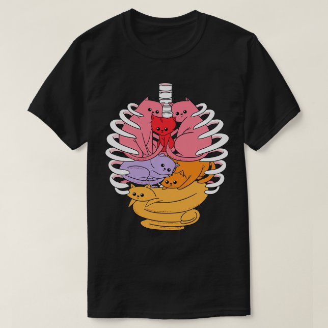 Camiseta Cajera de costillas relacionada con órganos de gat (Diseño del anverso)