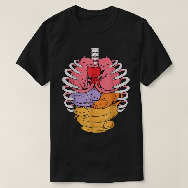 Camiseta Cajera de costillas relacionada con órganos de gat (Diseño del anverso)