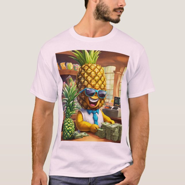 Camiseta Cajero de piña: piña Personalizado con corona (Anverso)