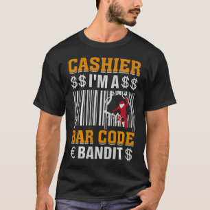 Camiseta Cajero En Un Ladrón De Código De Barras