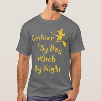 Camiseta Cajero Por Día Bruja Por Noche Funny Halloween Par