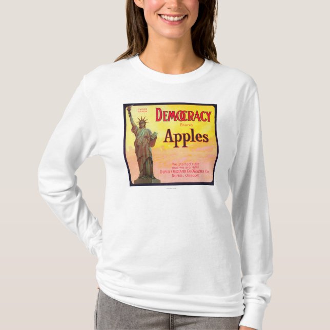 Camiseta Cajón LabelDufur de Apple de la democracia, O (Anverso)