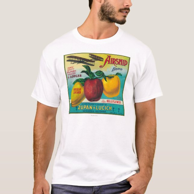 Camiseta Cajón LabelWatsonville, CA de Apple del dirigible (Anverso)