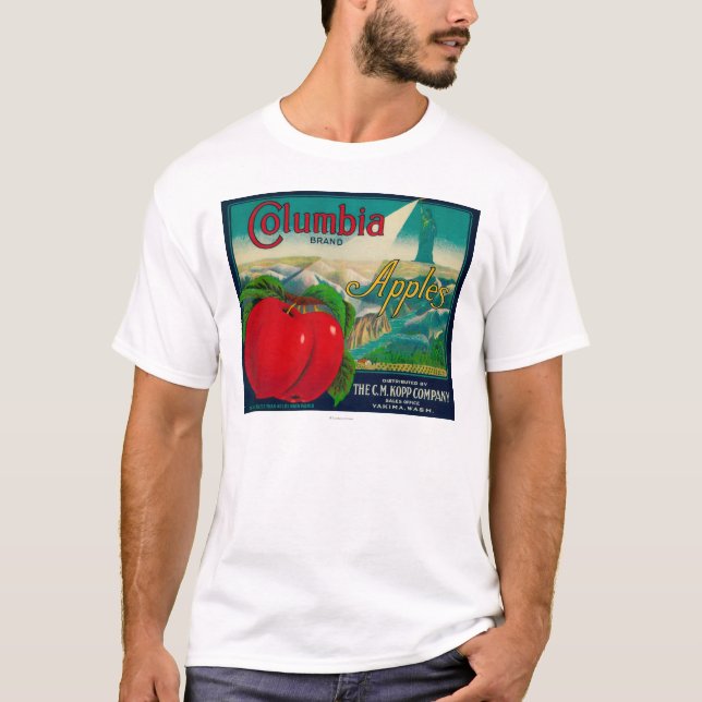 Camiseta Cajón LabelYakima, WA de Columbia Apple (Anverso)