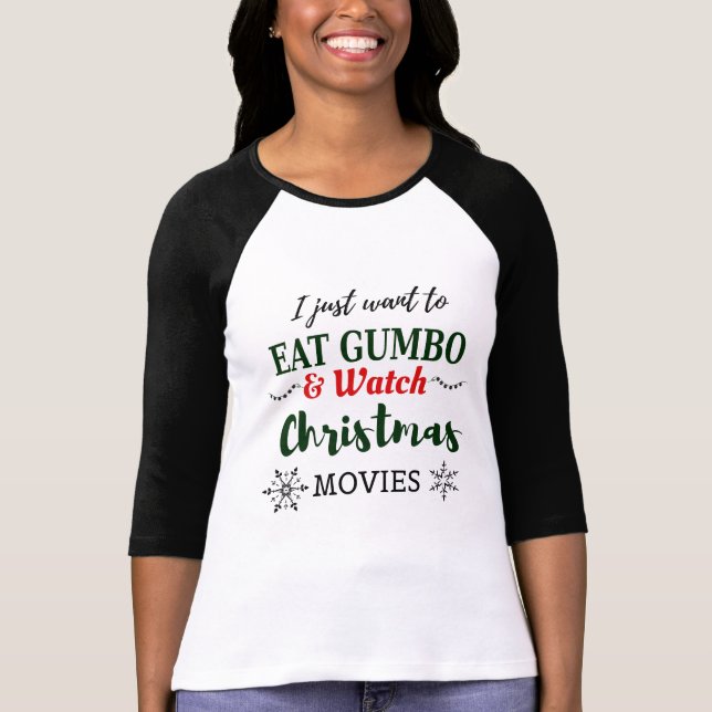 Camiseta Cajun Louisiana, Navidades de cine y gumbo cómico (Anverso)