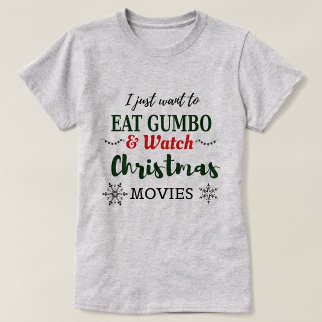 Camiseta Cajun Louisiana, Navidades de cine y gumbo cómico (Diseño del anverso)