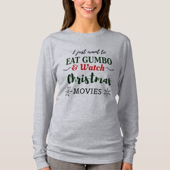 Camiseta Cajun Louisiana, Navidades de cine y gumbo cómico (Anverso)