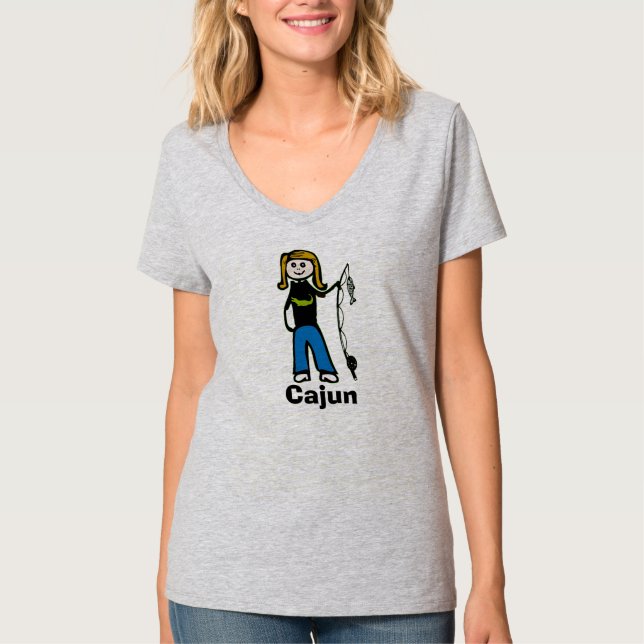 Camiseta Cajun Woman Fish, edita texto (Anverso)