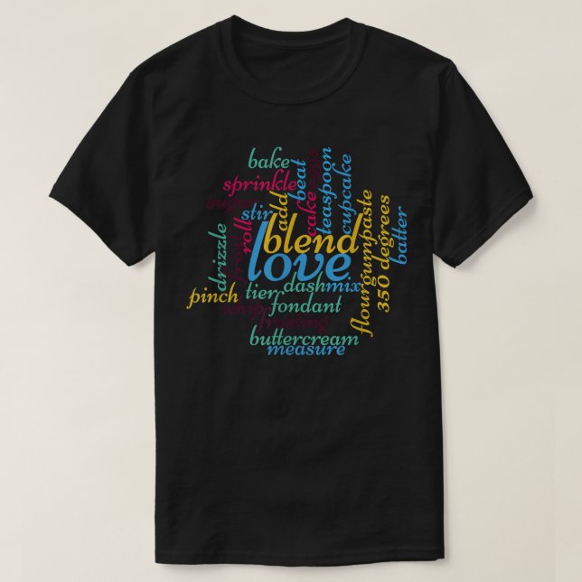 Camiseta Cake Baking Word Art Gift Idea para panaderos (Diseño del anverso)