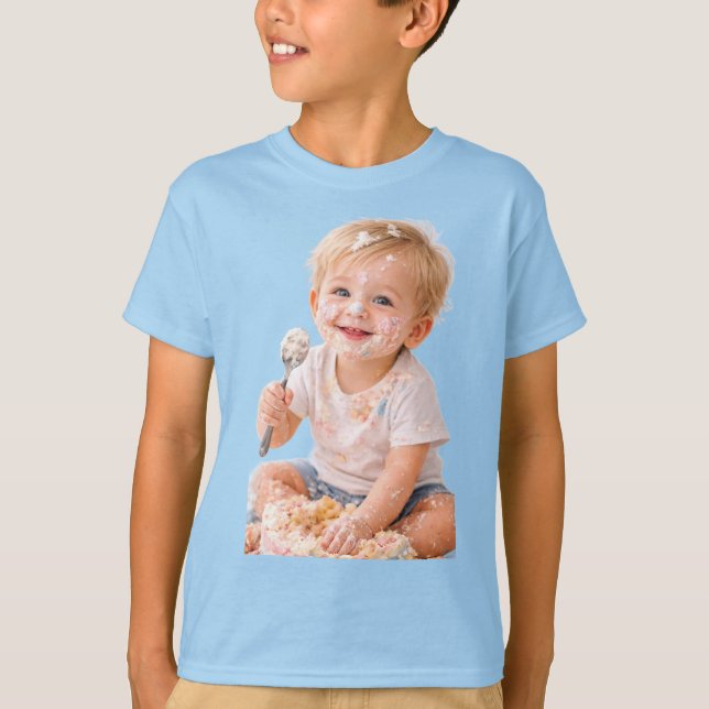 Camiseta Cake Smash Baby First Birthday Photo T-Shirt (Anverso)