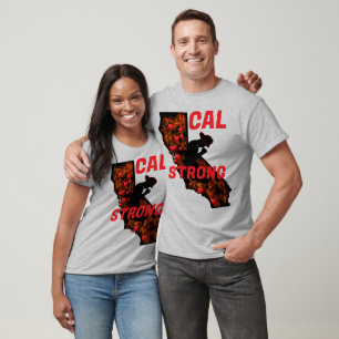 Camiseta CAL FIRE FUERTE Red Blk AC Contorno de corazón sól