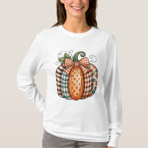 Camiseta Calabaza a cuadros con parches vintage gráfico de 