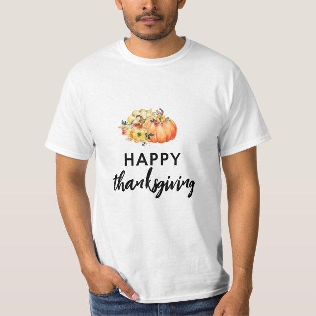 Camiseta calabaza acuarela feliz acción de gracias (Anverso)