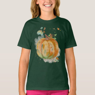 Camiseta Calabaza acuarela pintada a mano
