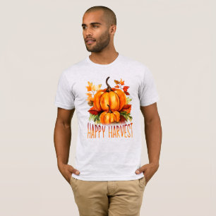 Camiseta Calabaza acuática "Happy Harvest" y hojas de otoño