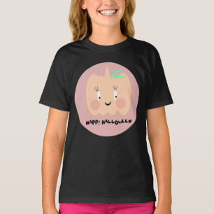 Camiseta Calabaza Adorable Letra Sonrojada Feliz Halloween