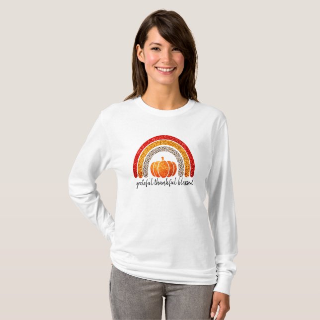 Camiseta Calabaza agradecida, bendita y agradecida de Acció (Anverso completo)