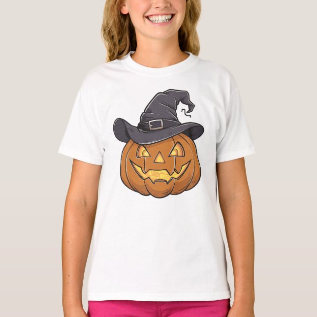 Camiseta Calabaza aguda de Halloween, Chicas (Anverso)