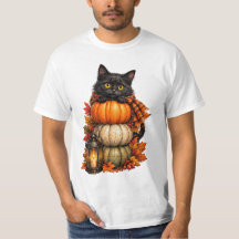 Calabaza apilada de gato negro de Halloween